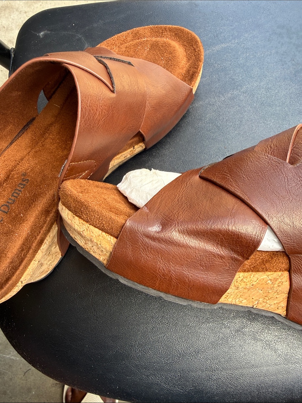 Pierre Dumas Brown Crisscross Slide Sandals - Picture 4 of 5